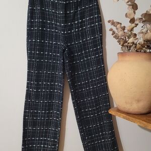 Chic Monochrome Tweed Plaid Wide-Leg Trousers by Trendyol Cotton Blend Sz 40/8